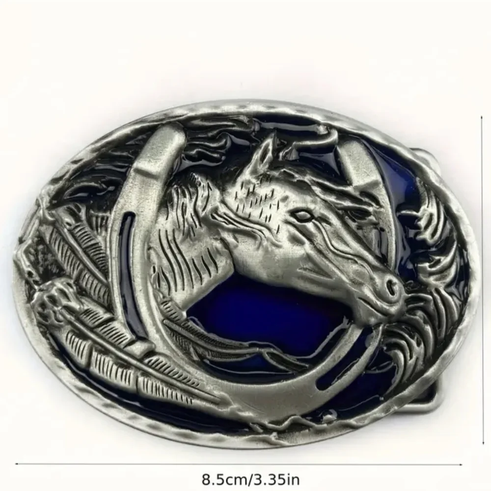 🐎 New Horse & Horseshoe Belt Buckle – Western Lucky Equestrian Alloy, T3MISB7B
